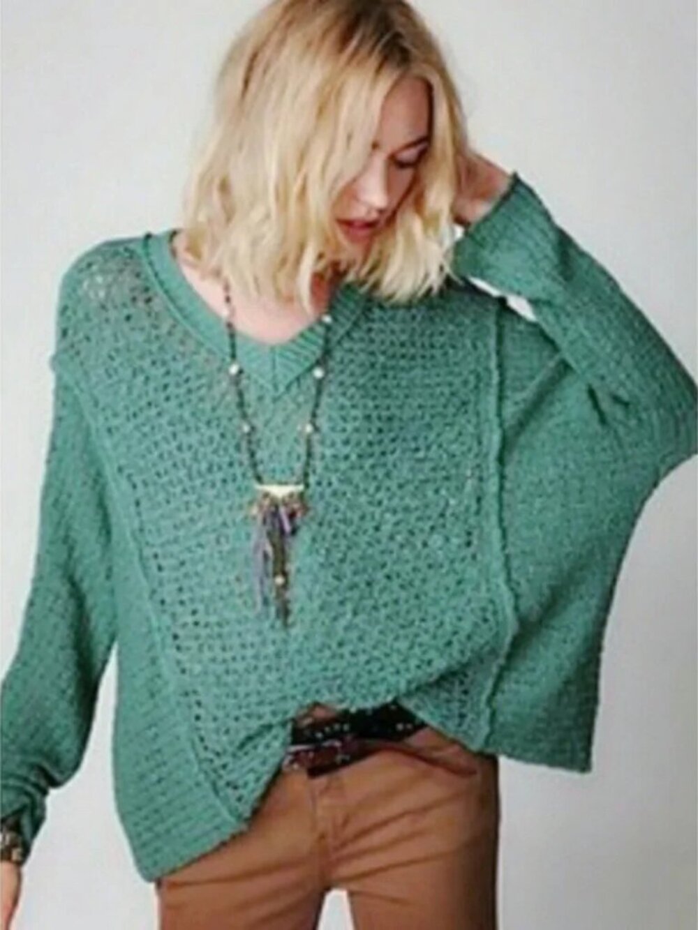 Free People Laguna Coast Sea Green Sweater ** Size Medium
